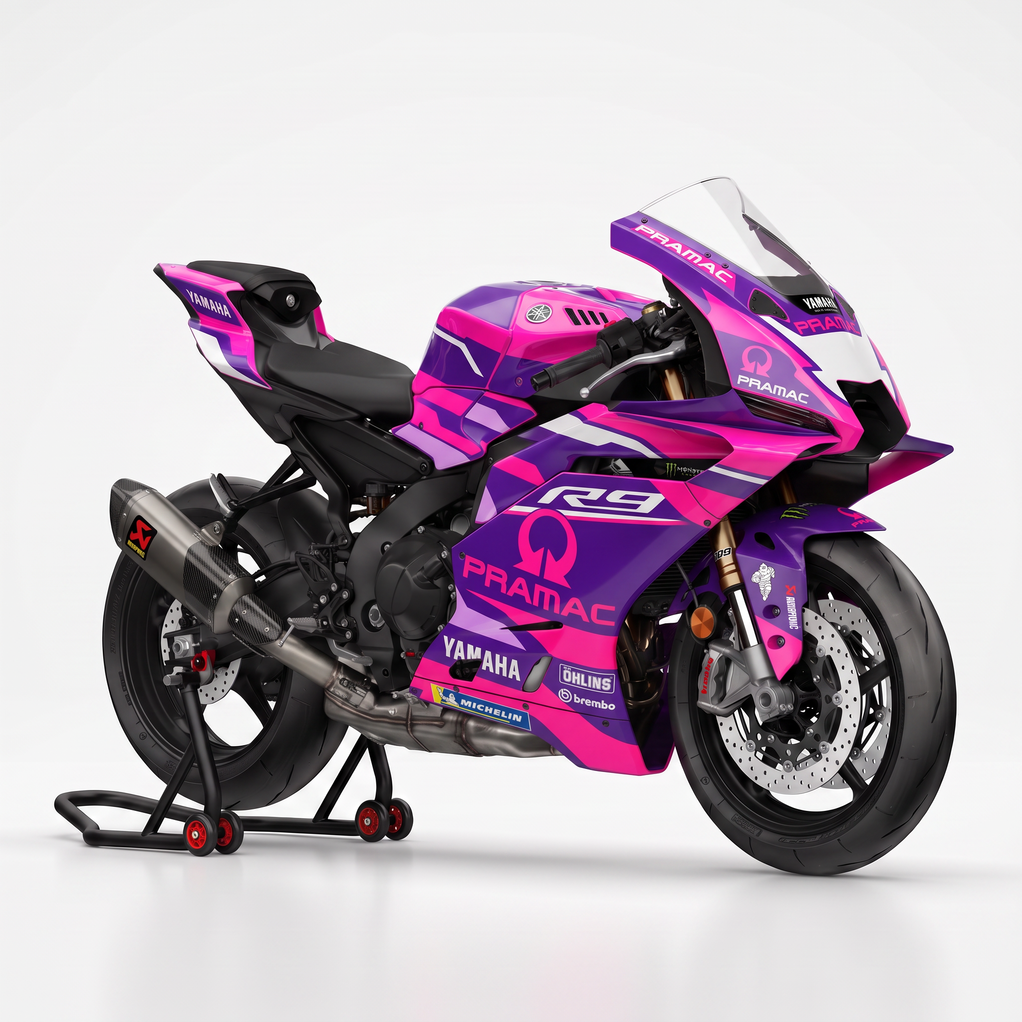 Adhesivos Moto Yamaha R9- PRAMAC PINK