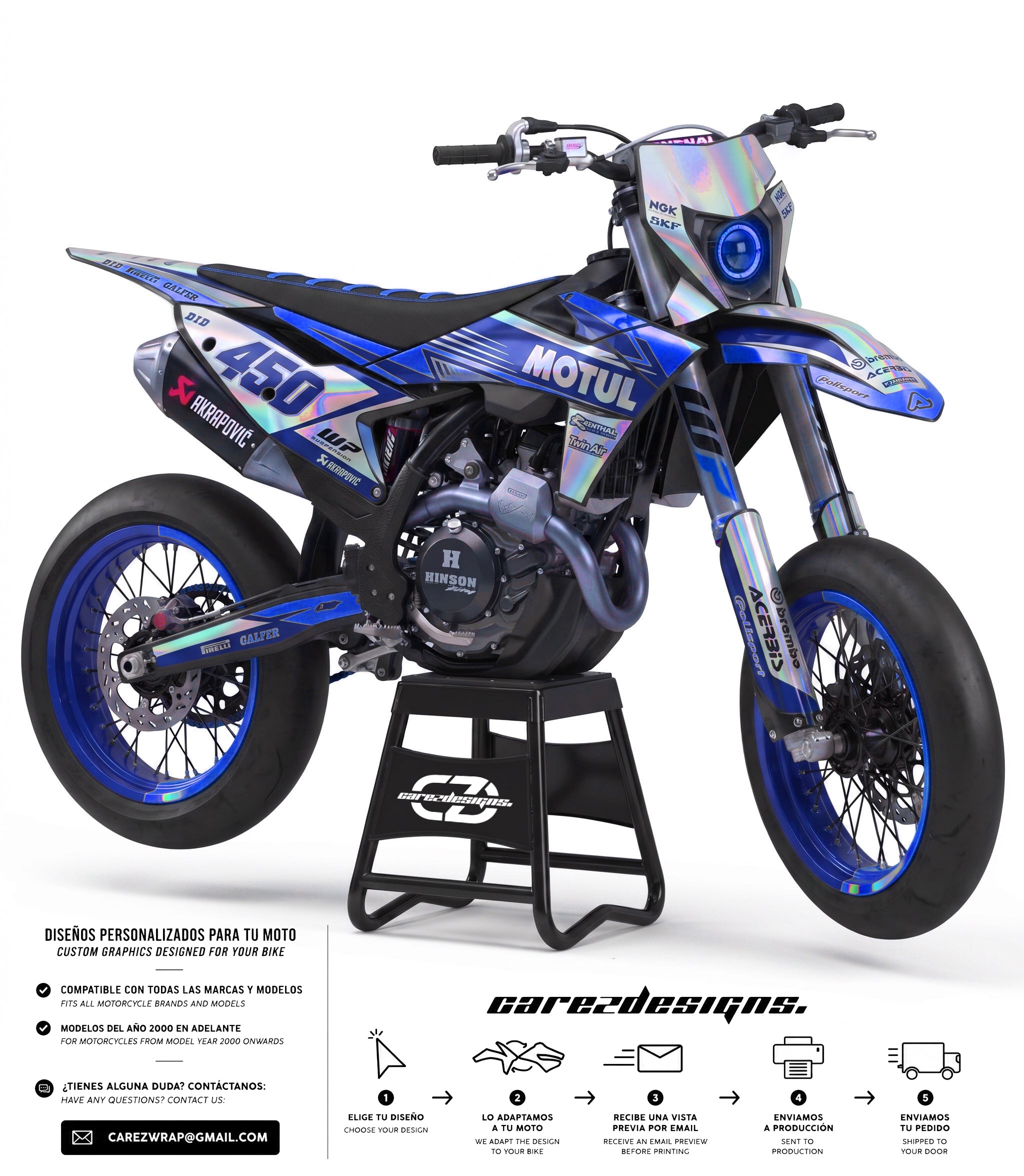 HOLOGRAPHIC MOTUL  BLUE - GRAPHICS KIT