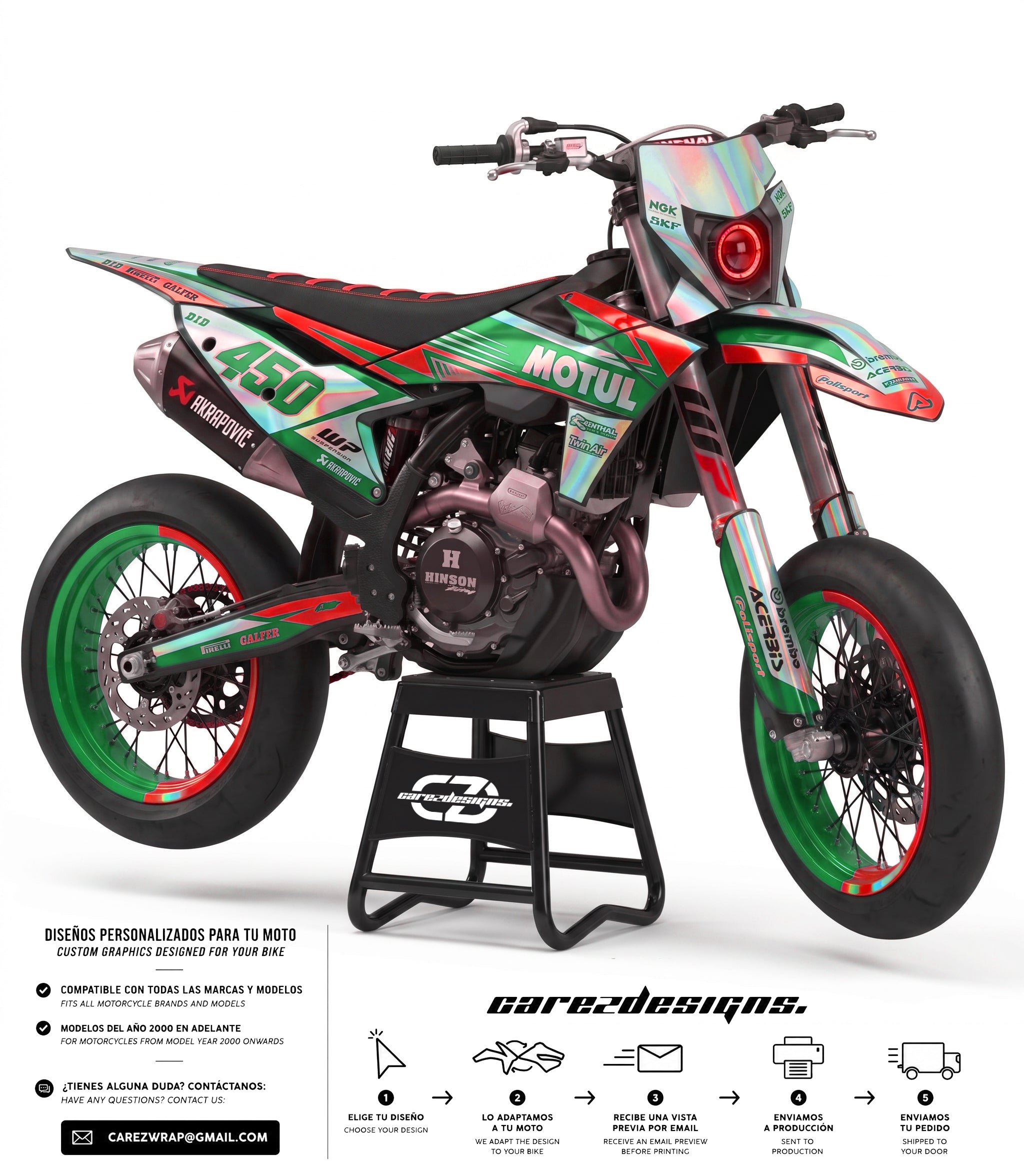 HOLOGRAPHIC MOTUL  GREEN - GRAPHICS KIT
