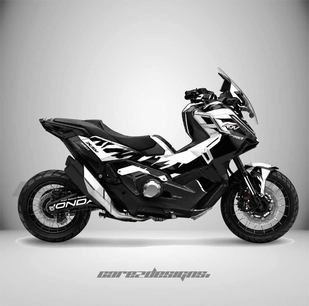Kit de pegatinas Fusion Black montado en una Honda X-ADV 750