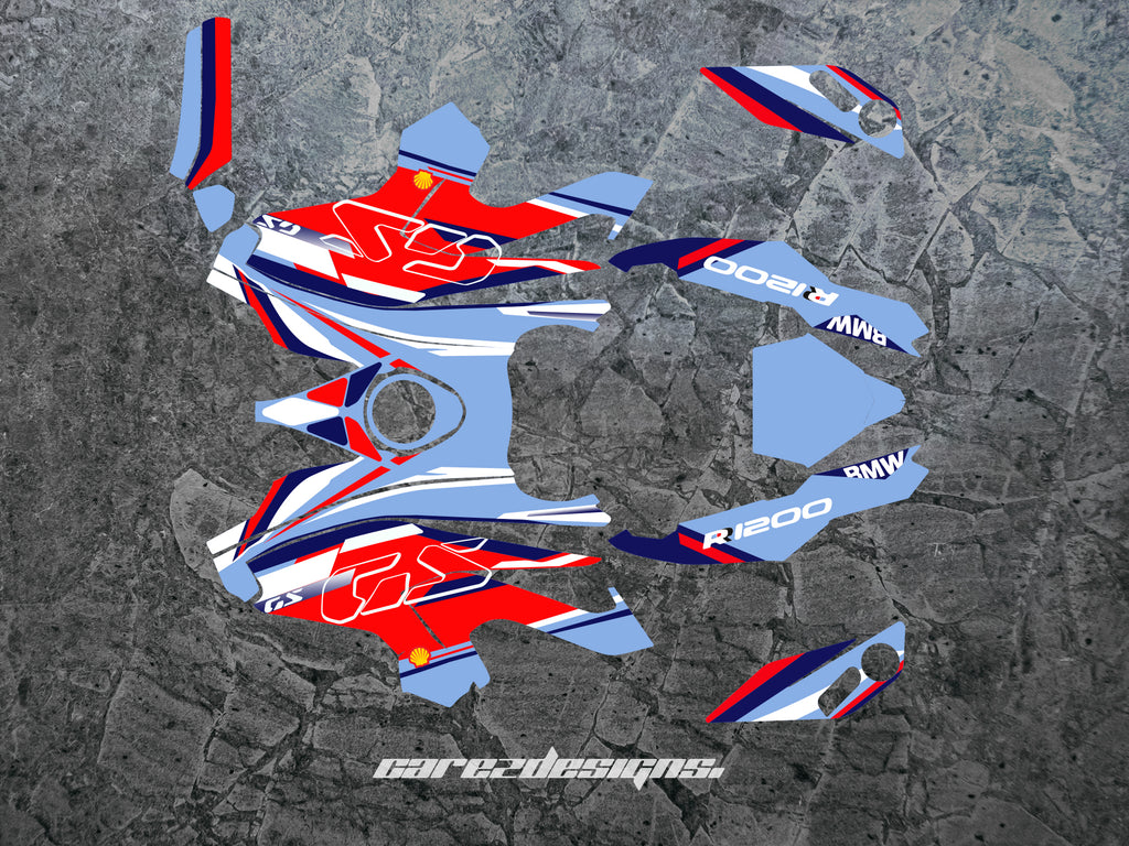 Kit de Adhesivos para BMW 1200 GS (2014-2016)-Azul,Rojo y blanco