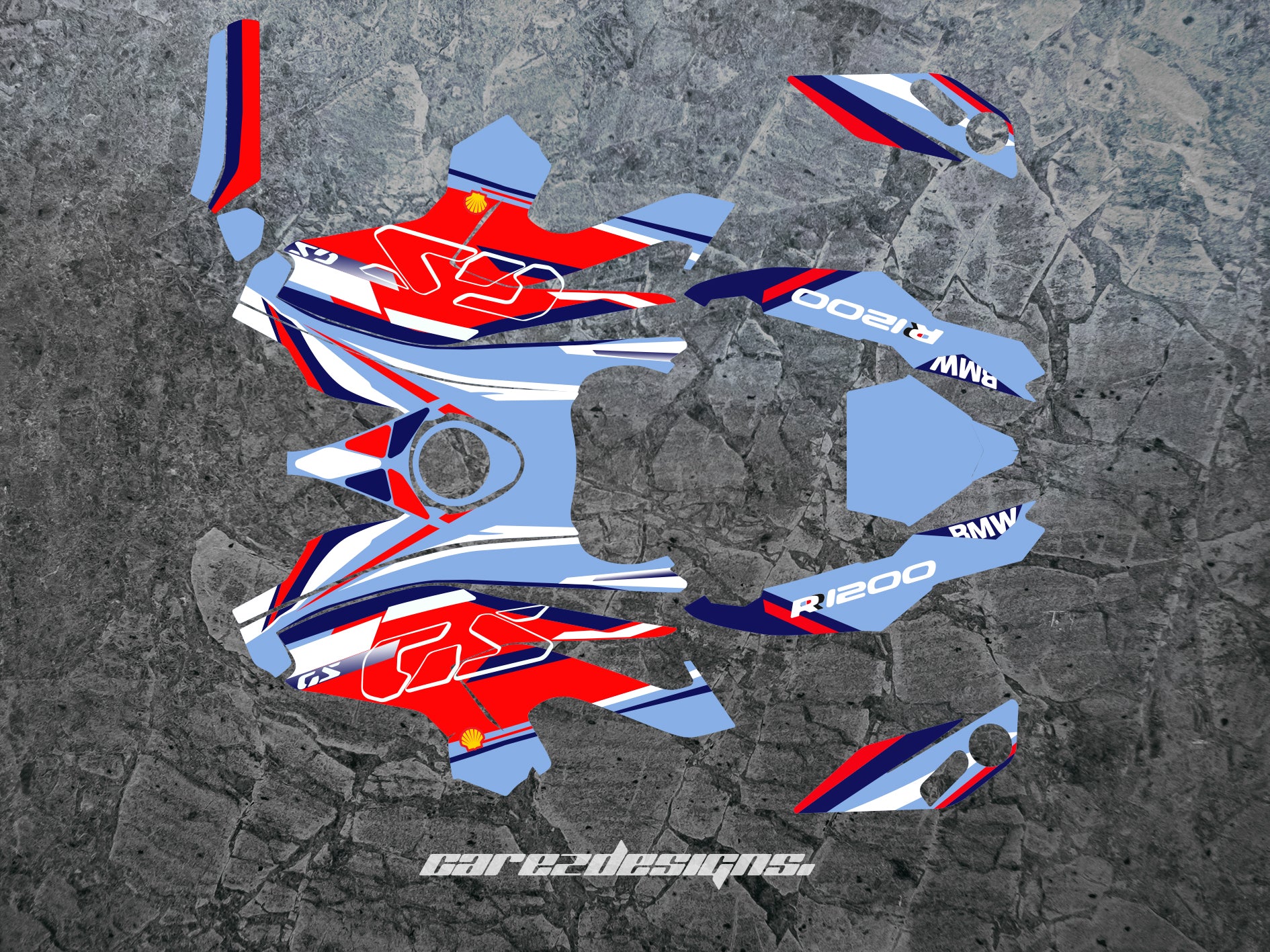 Kit de Adhesivos para BMW 1200 GS (2014-2016)-Azul,Rojo y blanco