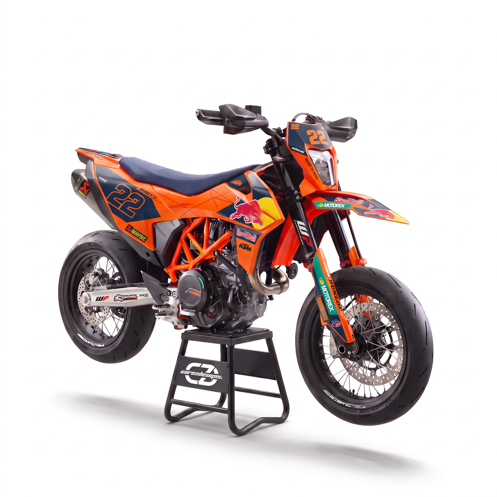 Vinilos KTM 690 SMC R (2020-2026) - Race Orange, vista tres cuartos