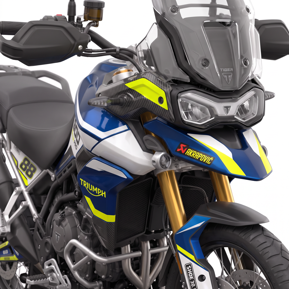 Vinilos Triumph Tiger 900 Rally Pro (2020-2023) - Blue Volt, vista tres cuartos
