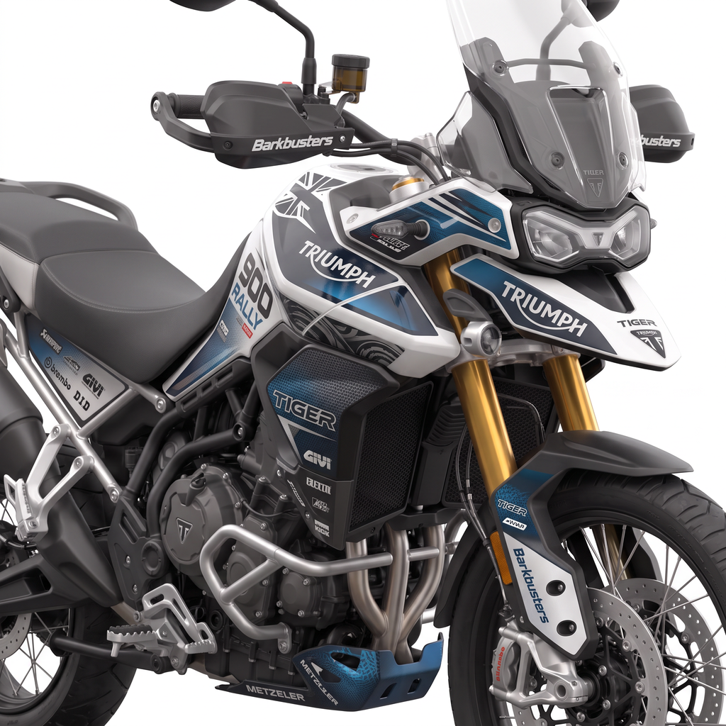 Vinilos Triumph Tiger 900 Rally Pro (2020-2023) - Union Navy, vista tres cuartos