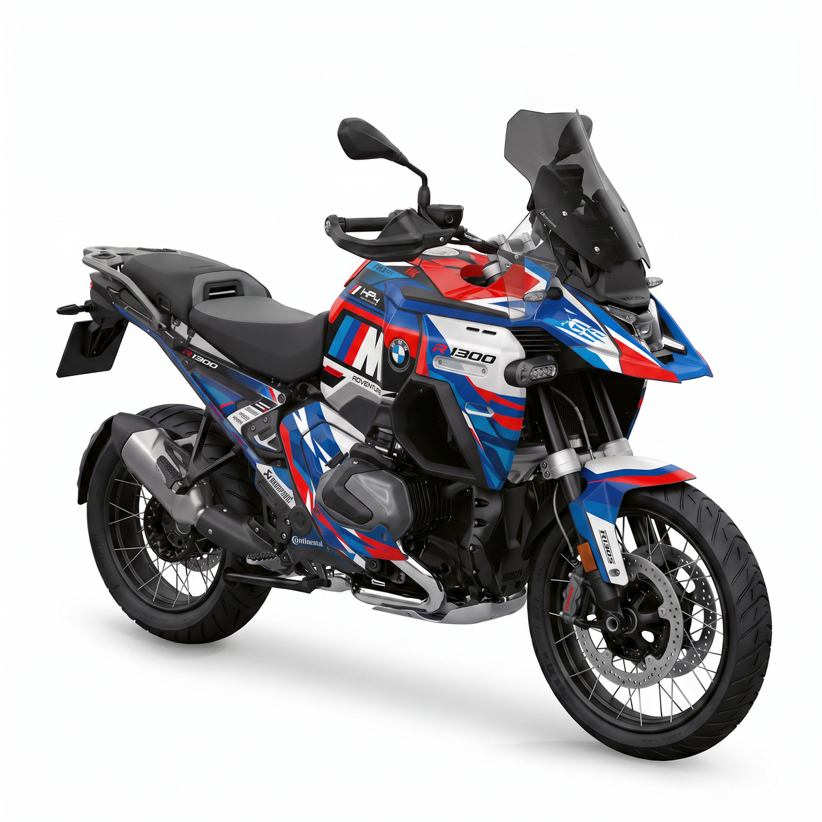 Kit adhesivos BMW GS 1300 ADV (2024-2026) - Hyper Rally, astillas azules, rojas y blancas con logos HP4
