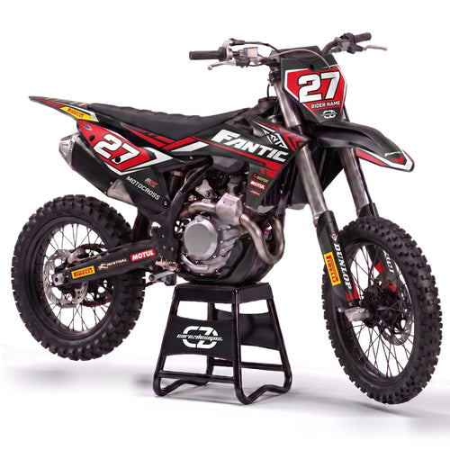 Kit adhesivos Fantic enduro y motocross - Race Red, negro y rojo con dorsal 27