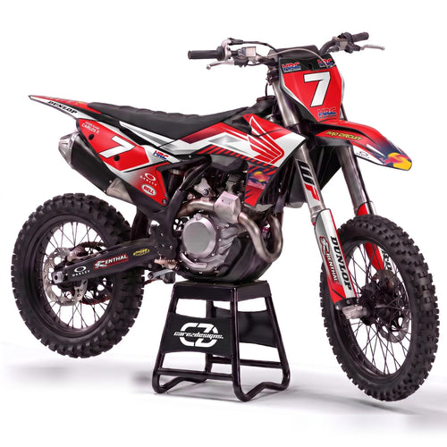 Kit adhesivos motocross Honda - Sprint Red, en rojo, blanco y negro con dorsal 7