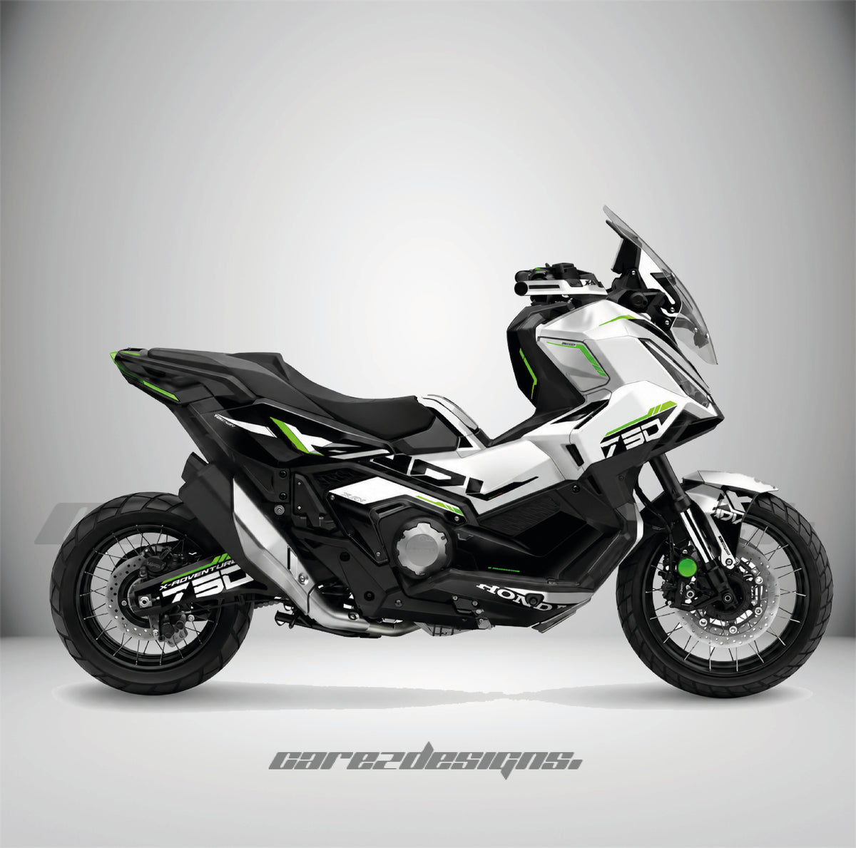 Kit adhesivos Honda X-ADV 750 - Arctic Racing Green montado, foto real