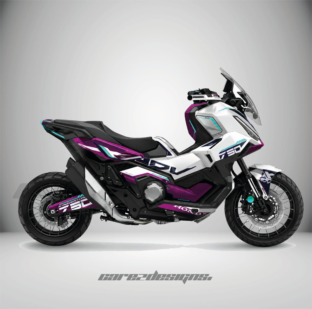 Kit adhesivos Honda X-ADV 750 - Arctic Racing Purple montado, foto real