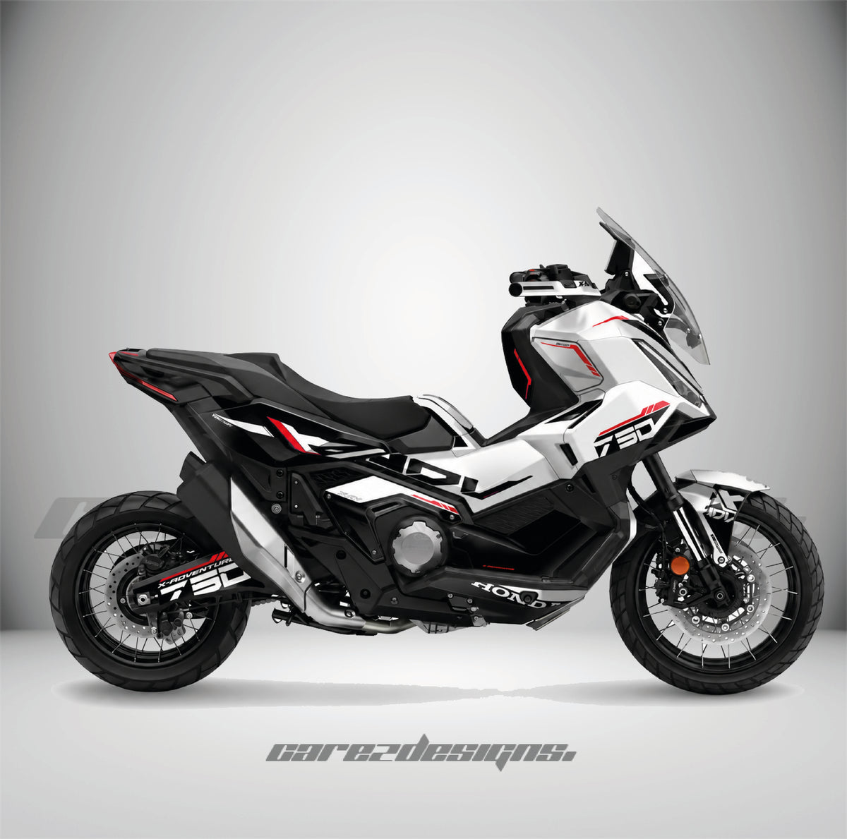 Kit adhesivos Honda X-ADV 750 - Arctic Racing Red montado, foto real