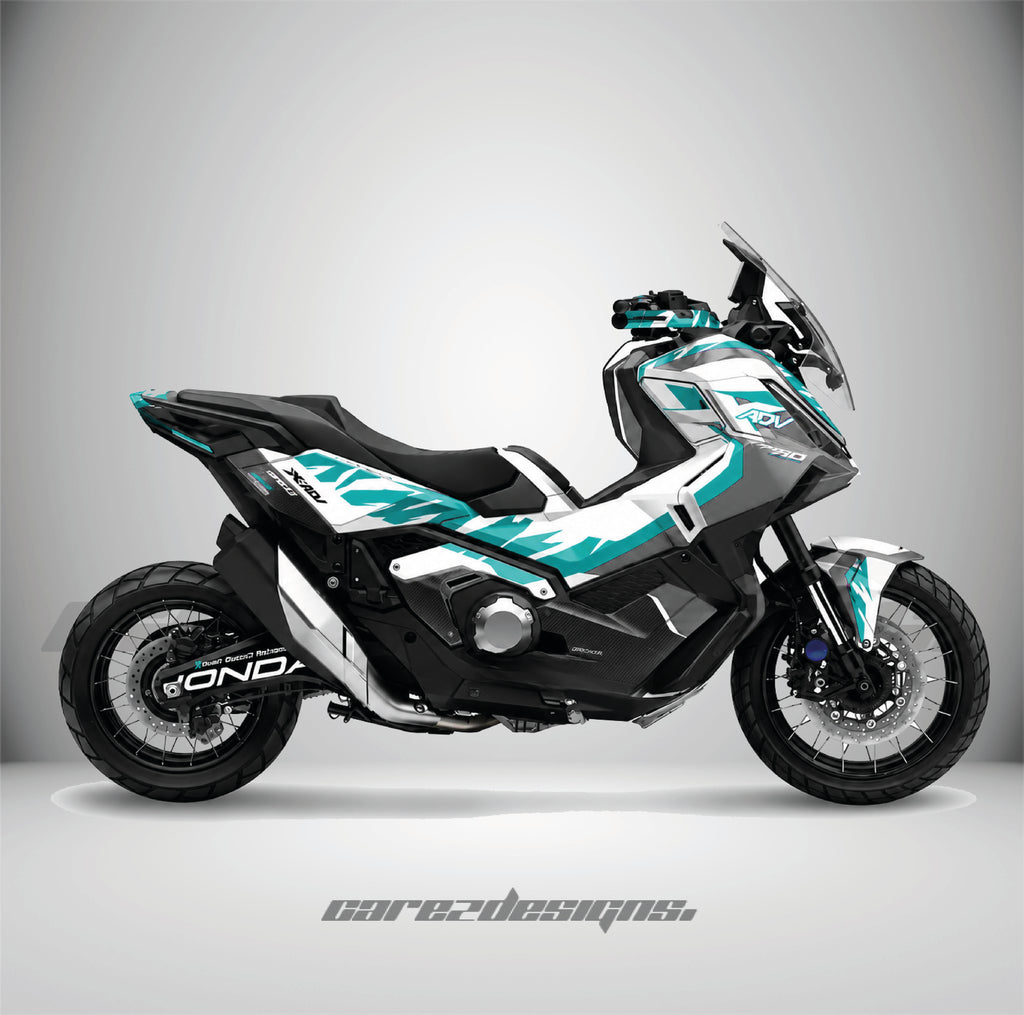 Kit adhesivos Honda X-ADV 750 - Fusion Cyan montado, foto real