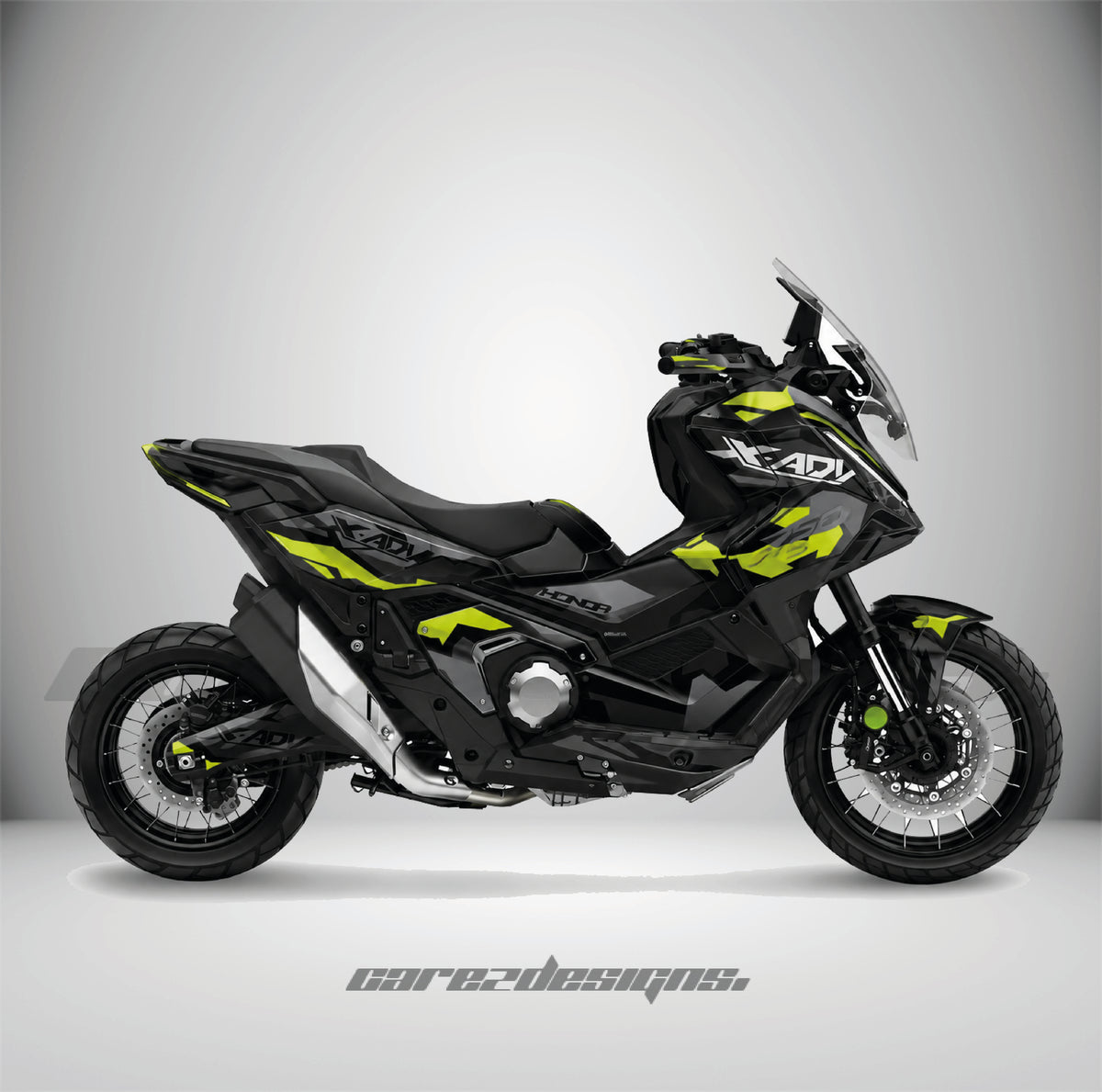 Kit adhesivos Honda X-ADV 750 - Geometric Yellow montado, foto real