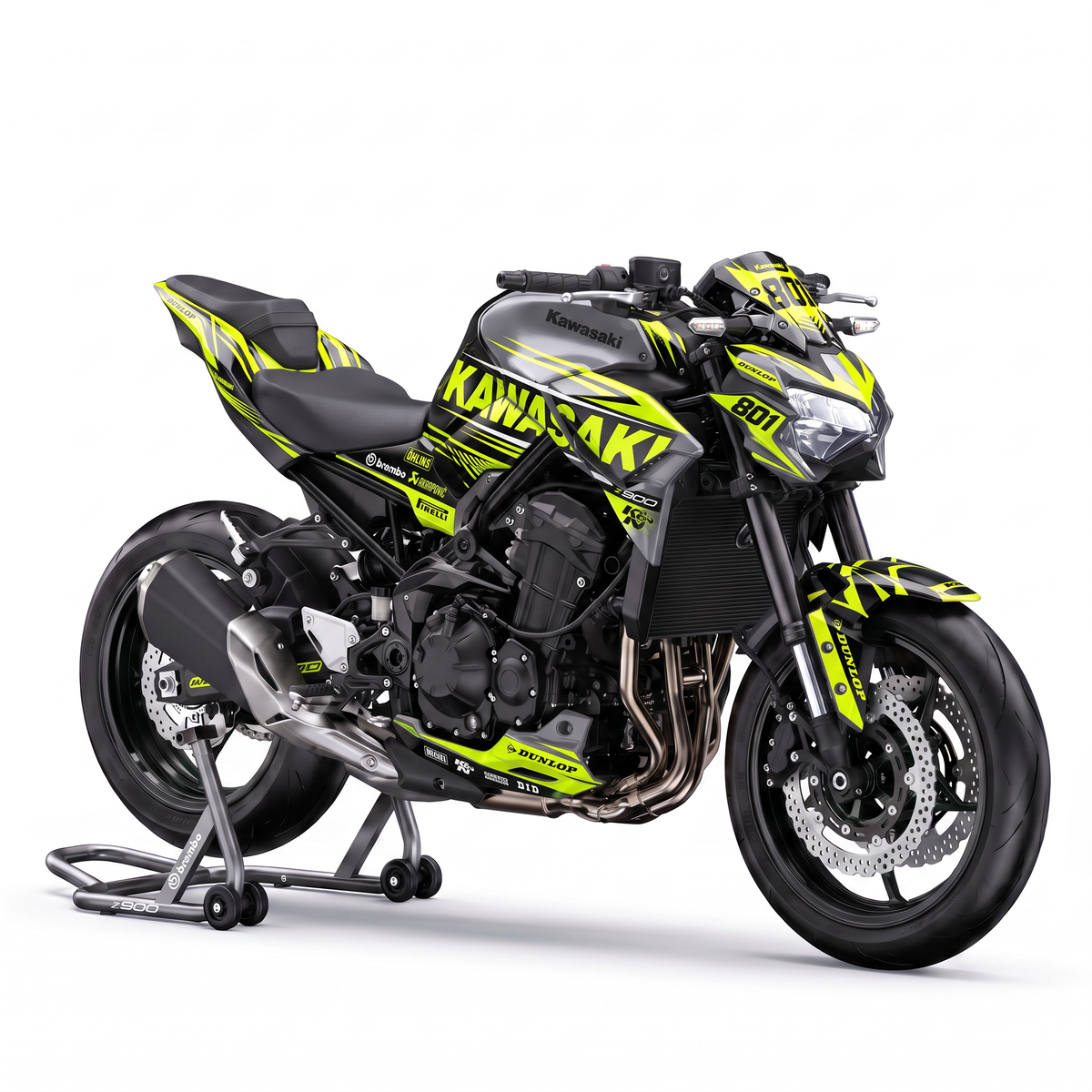 Kit adhesivos Kawasaki Z900 (2017-2026) - Neon Yellow