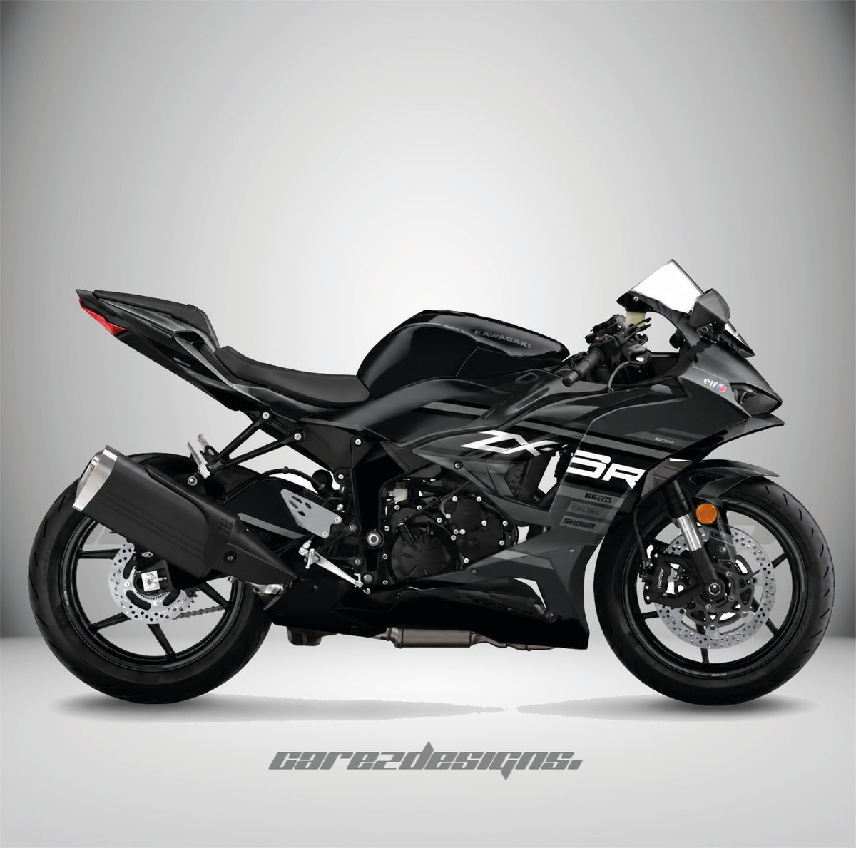 Vinilos Kawasaki ZX-6R - Shadow Black, vista lateral