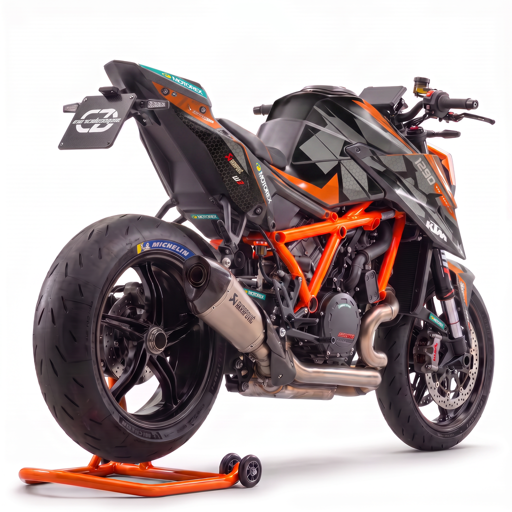 Pegatinas KTM 1290 Super Duke R (2017-2023) - Hexagon, detalle del colín y el depósito