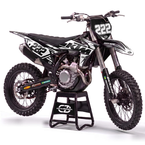 Kit adhesivos motocross KTM - Mono Black, en negro y blanco con dorsal 222