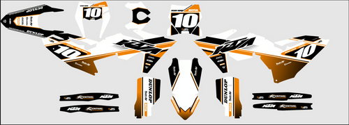 Plantilla del kit de adhesivos KTM Supermoto - Orange Fade, piezas troqueladas