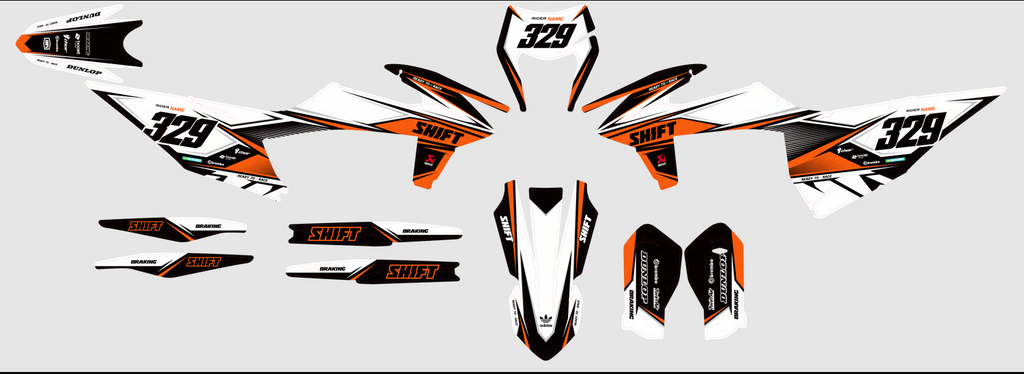 Plantilla del kit de adhesivos KTM Supermoto - Sprint White, piezas troqueladas