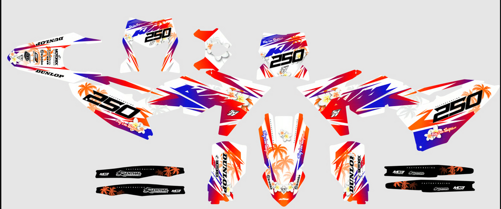 Plantilla del kit de adhesivos KTM Supermoto - Tropic Sunset, piezas troqueladas