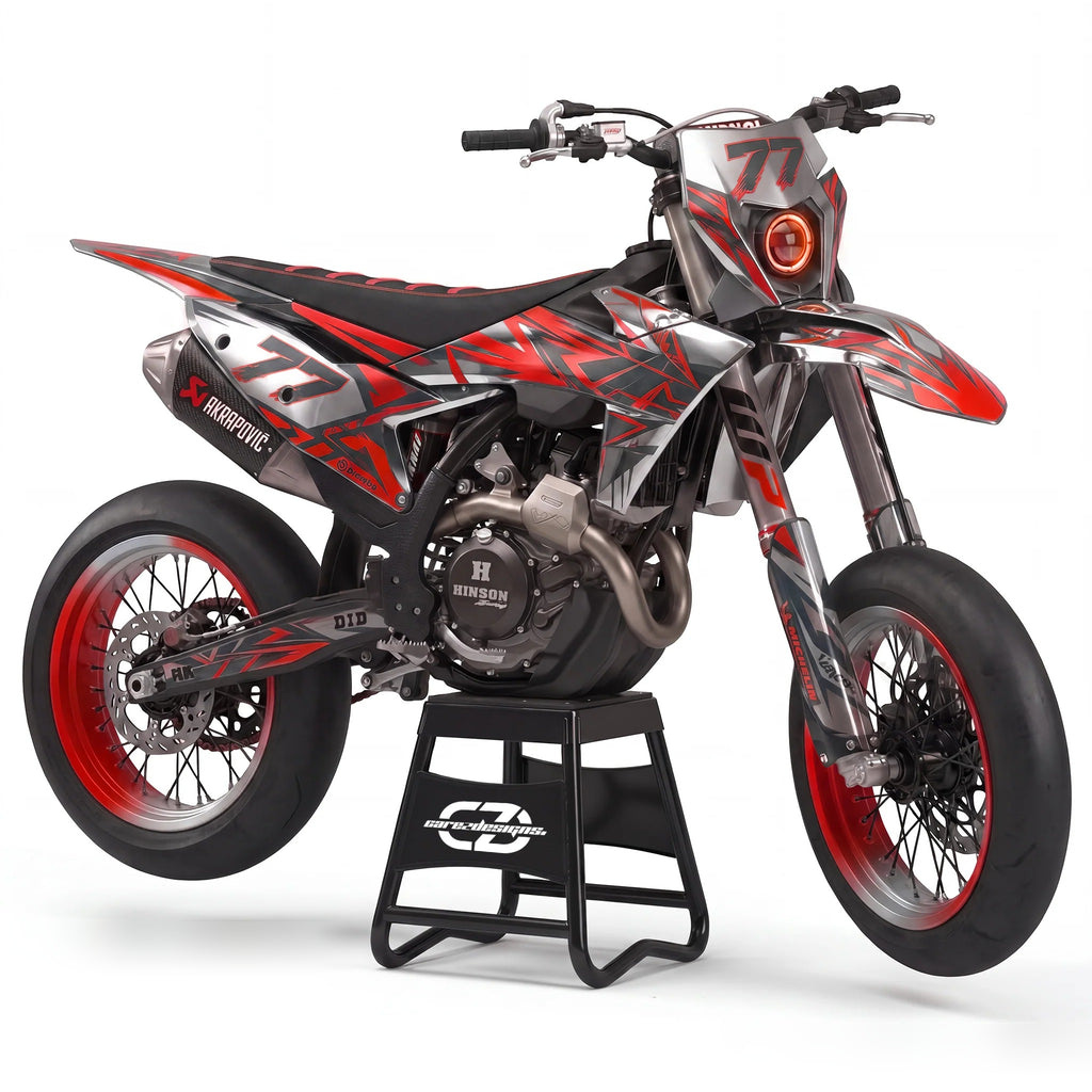 Kit adhesivos motocross diseño Titan Red Chrome