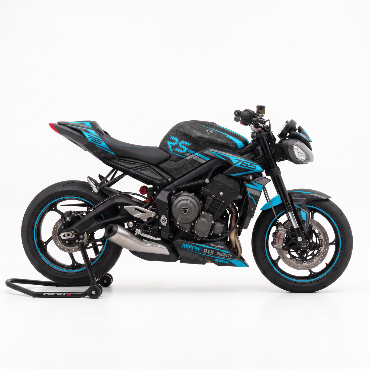 Vinilos Triumph Street Triple 765 RS (2023-2026) - Blade Cyan, vista lateral