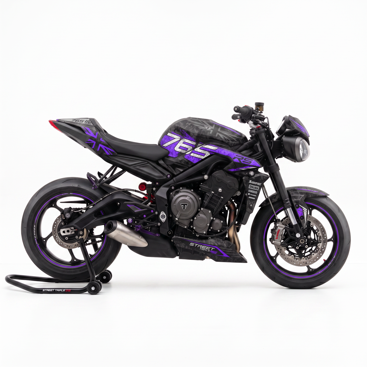 Vinilos Triumph Street Triple 765 RS (2023-2026) - Union Purple, vista lateral