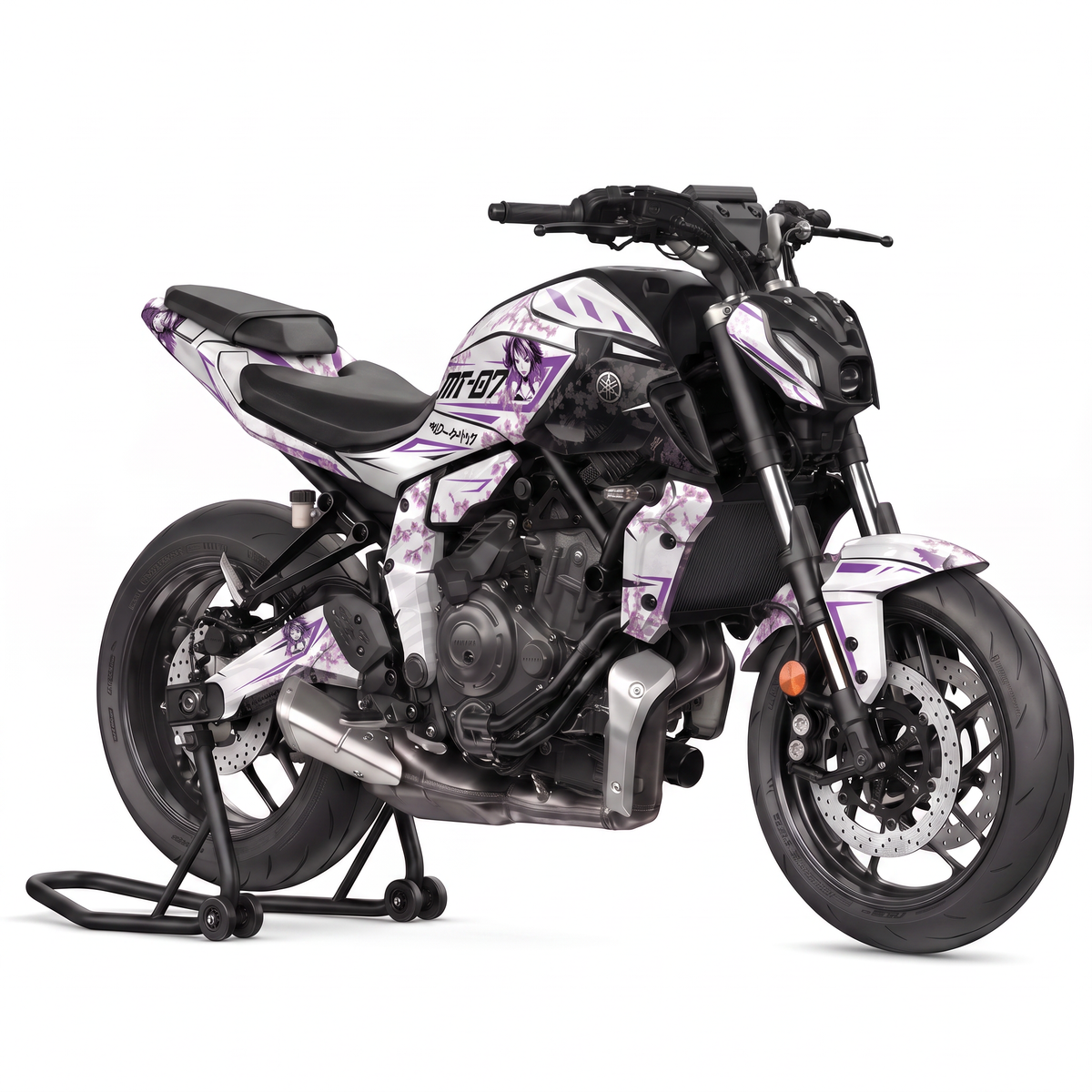Vinilos Yamaha MT-07 - Sakura Purple montado, foto real