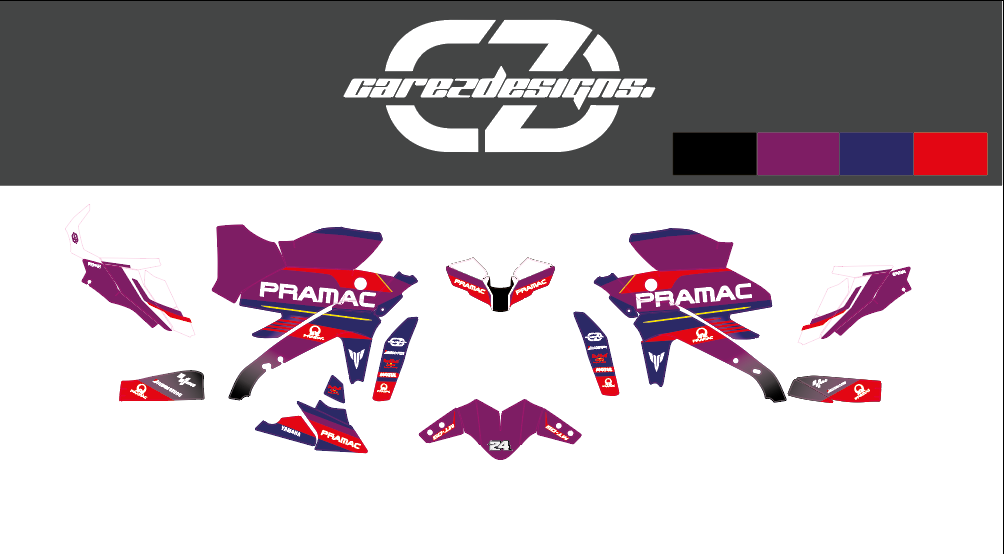 Pegatinas Yamaha MT-09 y MT-09 SP - Pramac Morado, diseño y colores del kit