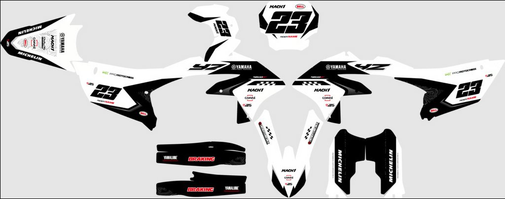 Plantilla del kit de adhesivos Yamaha YZ 250-450 - Mono White, piezas troqueladas