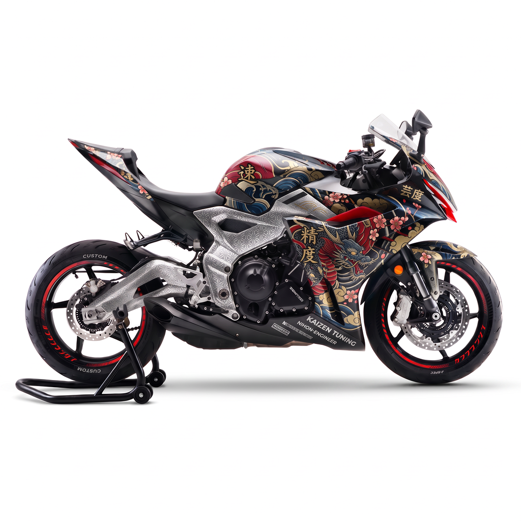 Vinilos Zontes 703RR (2025-2026) - Irezumi Blue, vista lateral