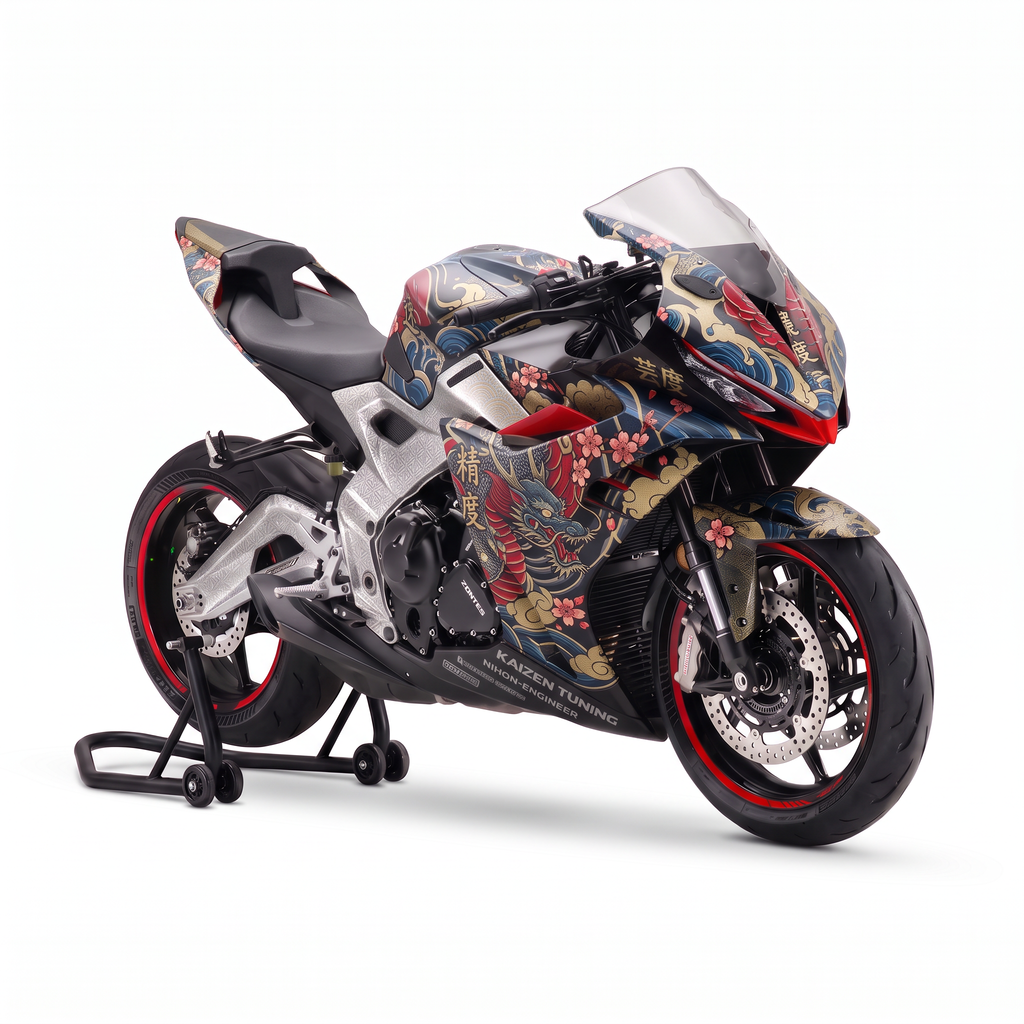 Kit adhesivos Zontes 703RR (2025-2026) - Irezumi Blue