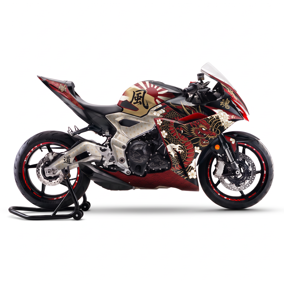 Vinilos Zontes 703RR (2025-2026) - Irezumi Red, vista lateral
