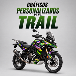 Kit de adhesivos personalizado para moto trail montado en la moto