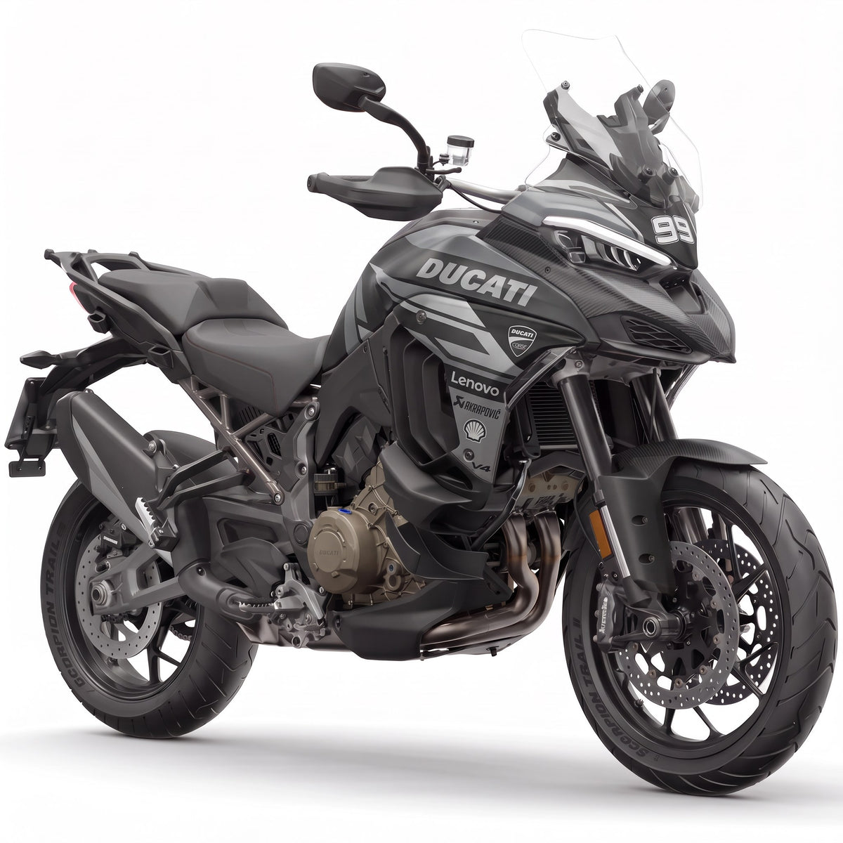 Kit vinilos Ducati Multistrada V4 (2021-2026) - Grigio Ombra, vista tres cuartos