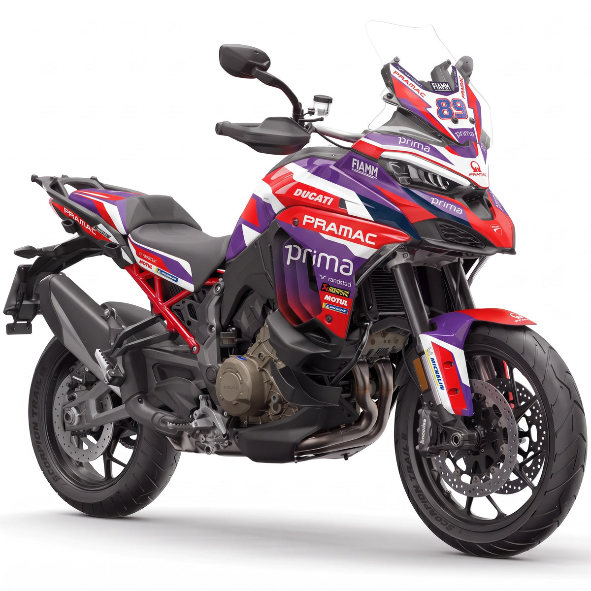 Kit vinilos Ducati Multistrada V4 (2021-2026) - Viola Corsa, vista tres cuartos