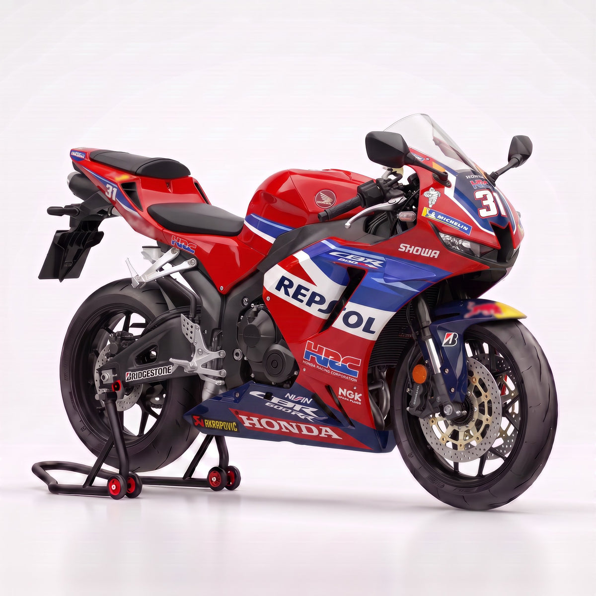 Kit vinilos Honda CBR 600RR (2021-2026) - Red Factory, vista tres cuartos