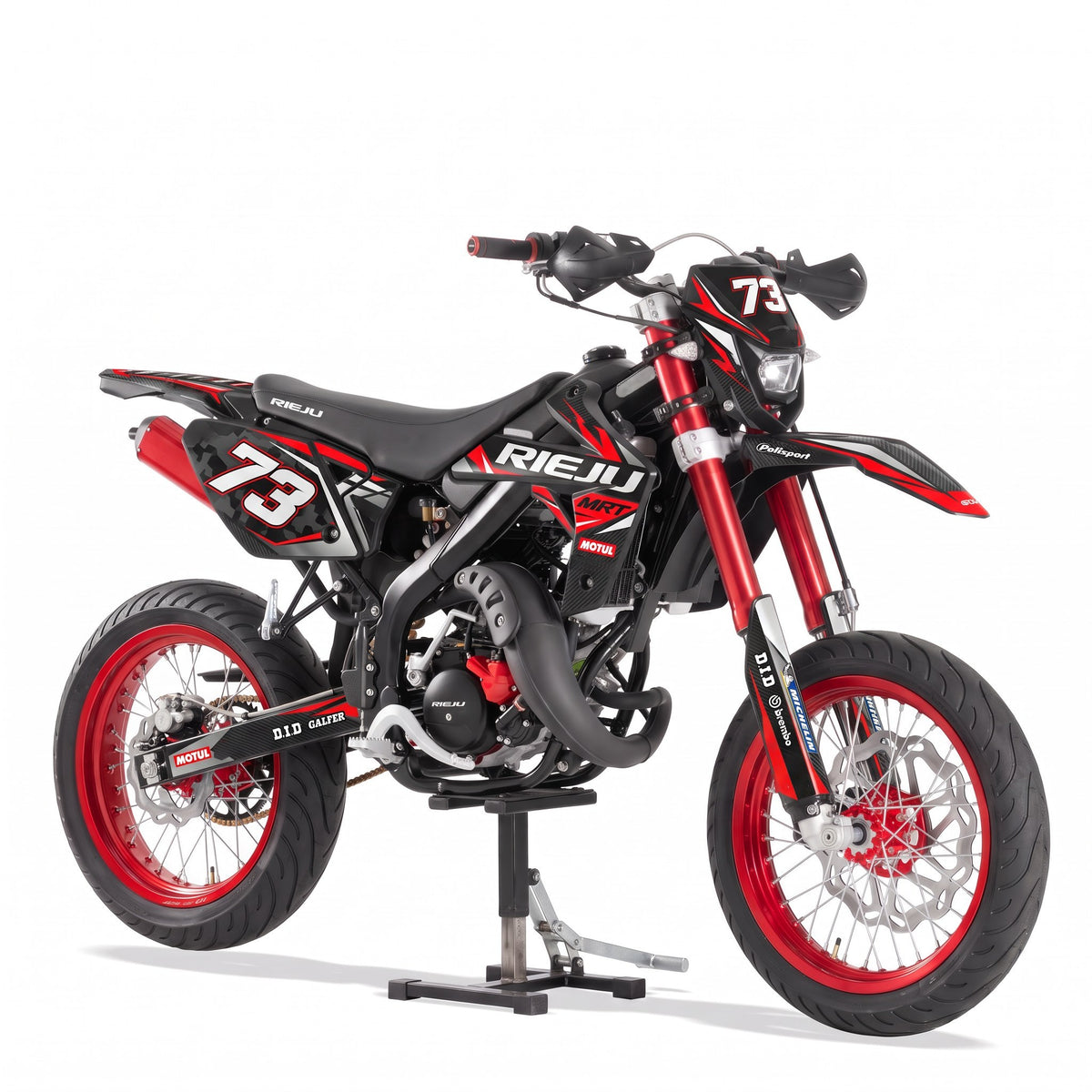 Kit vinilos Rieju MRT 50 (2009-2021) - Red Shadow, vista tres cuartos