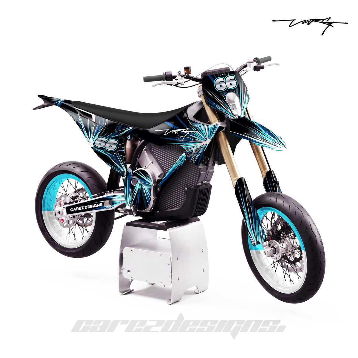 Kit vinilos Stark Varg SM (2026) - Espectro Cyan, vista lateral