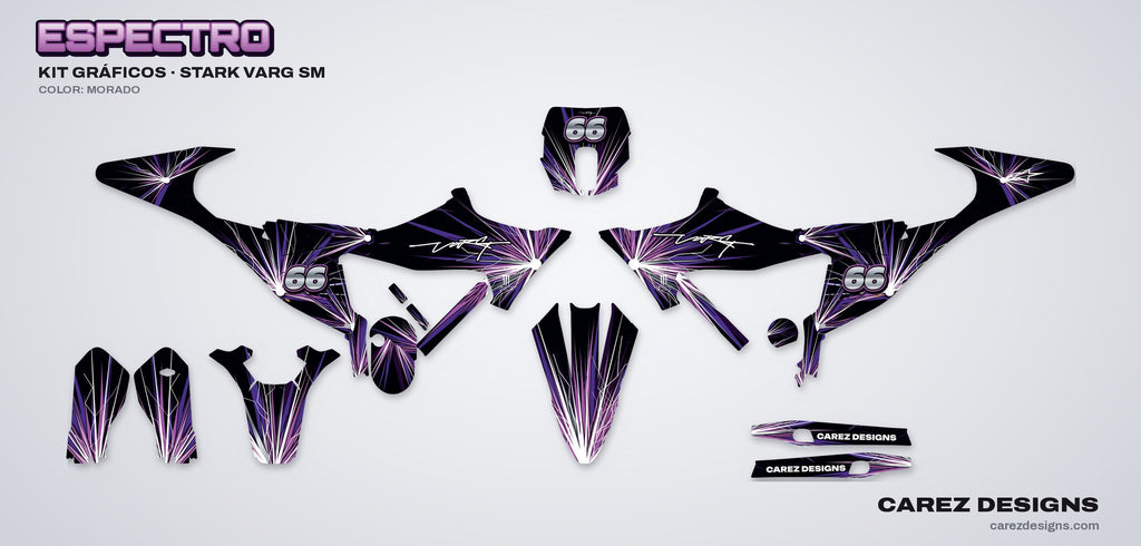 Piezas del kit de vinilos Stark Varg SM (2026) - Espectro Morado