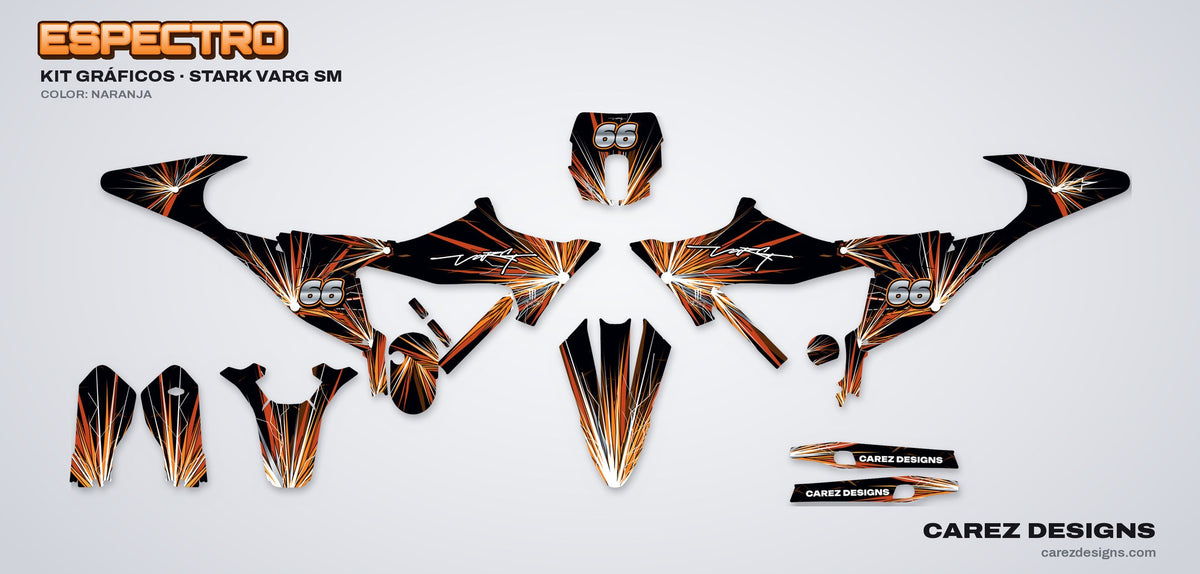 Piezas del kit de vinilos Stark Varg SM (2026) - Espectro Naranja