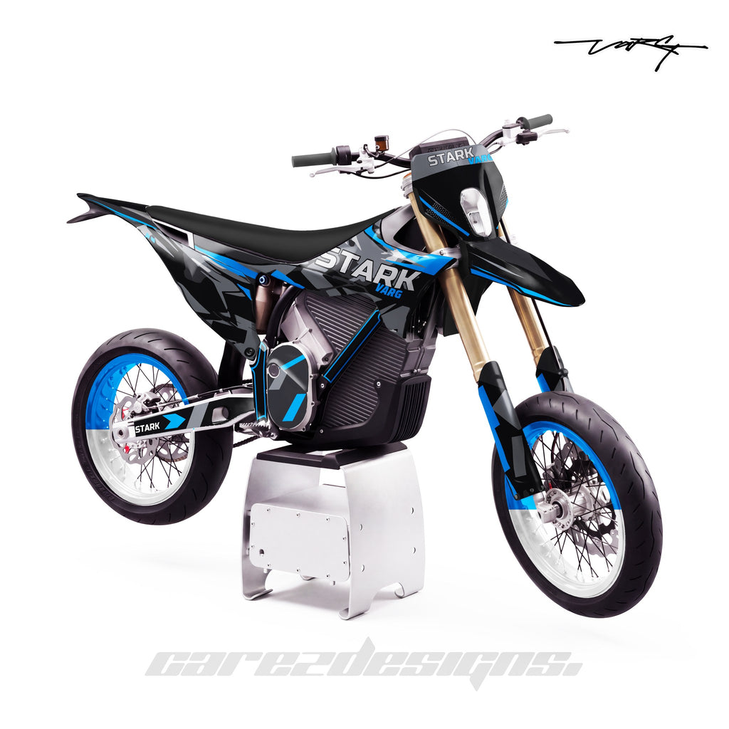 Kit vinilos Stark Varg SM (2026) - Lobo Azul y Negro, vista lateral
