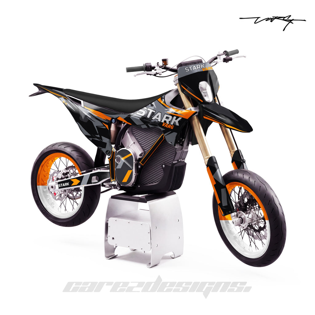 Kit vinilos Stark Varg SM (2026) - Lobo Naranja y Negro, vista lateral
