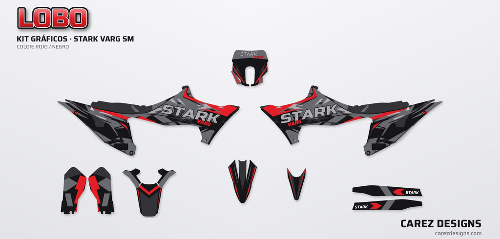 Piezas del kit de vinilos Stark Varg SM (2026) - Lobo Rojo y Negro