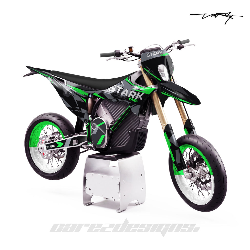 Kit vinilos Stark Varg SM (2026) - Lobo Verde y Negro, vista lateral