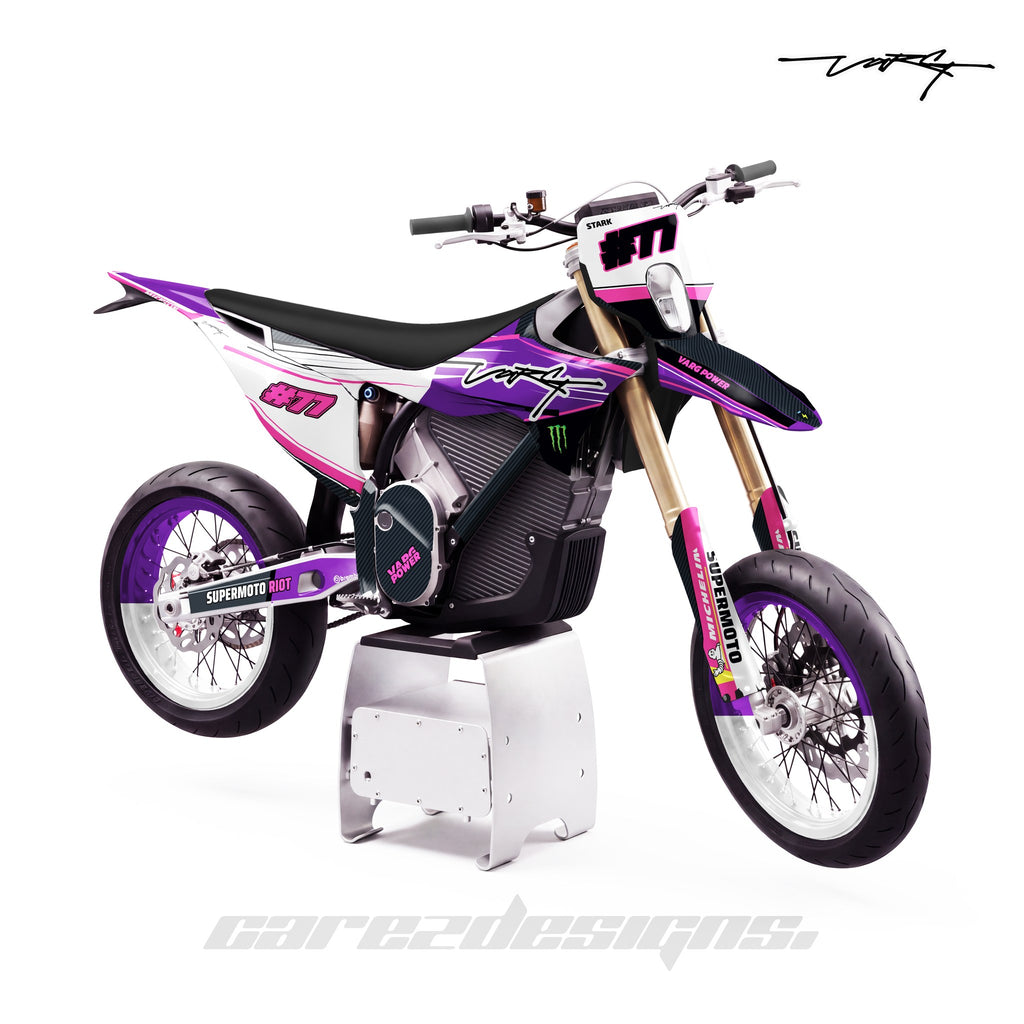 Kit vinilos Stark Varg SM (2026) - Riot Morado y Rosa, vista lateral