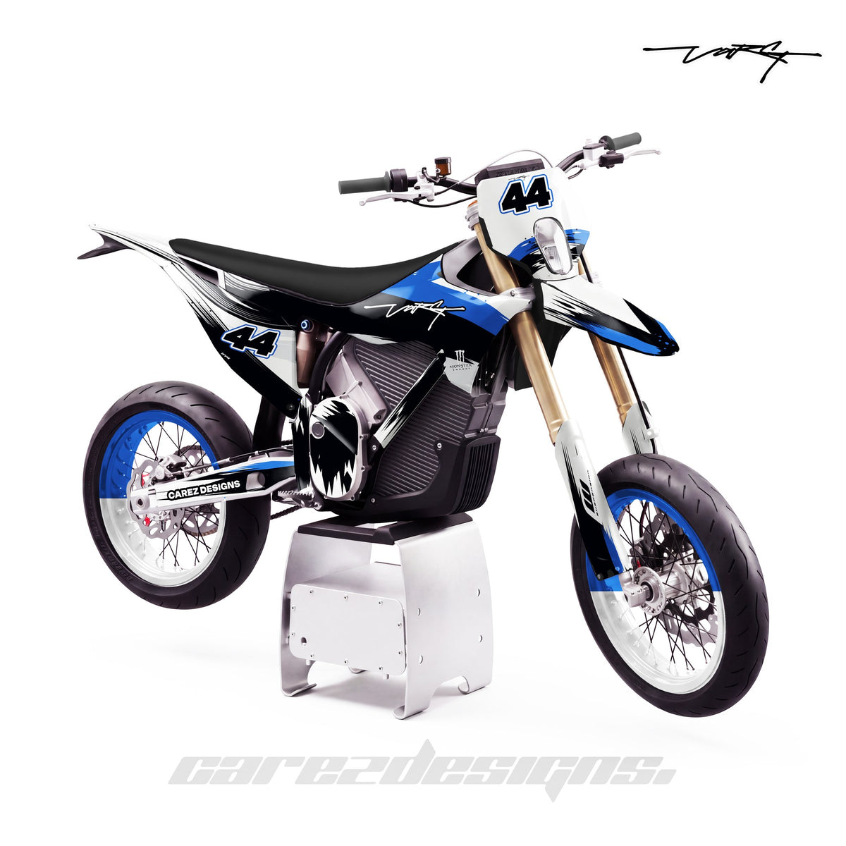Kit vinilos Stark Varg SM (2026) - Tinta Azul y Negro, vista lateral