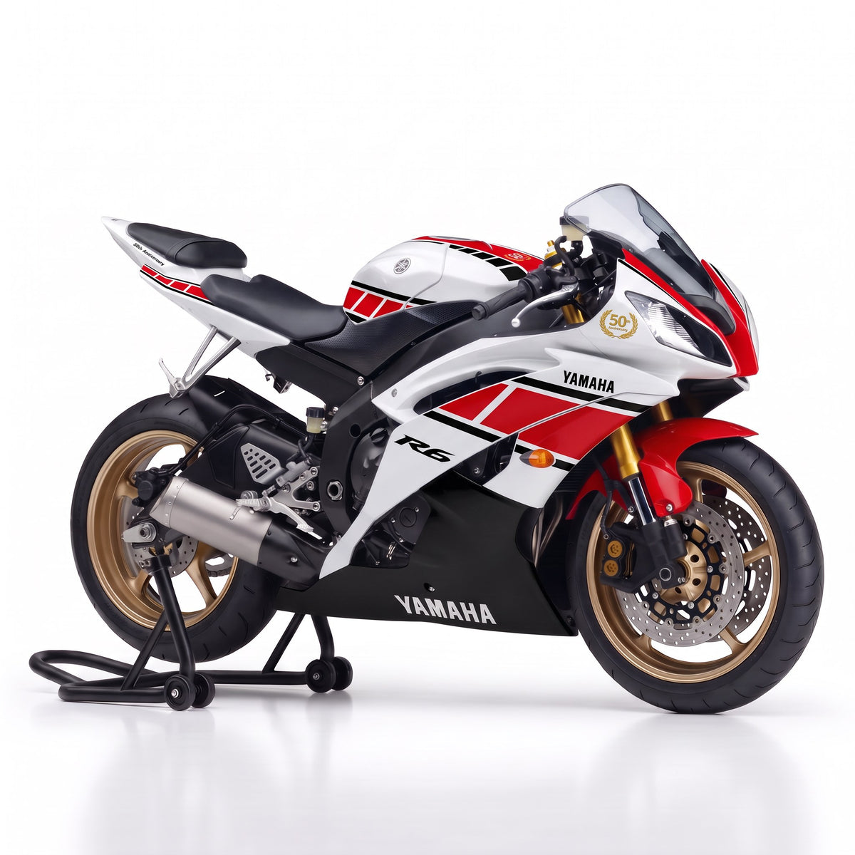 Kit vinilos Yamaha R6 (2008-2016) - Heritage White, vista tres cuartos