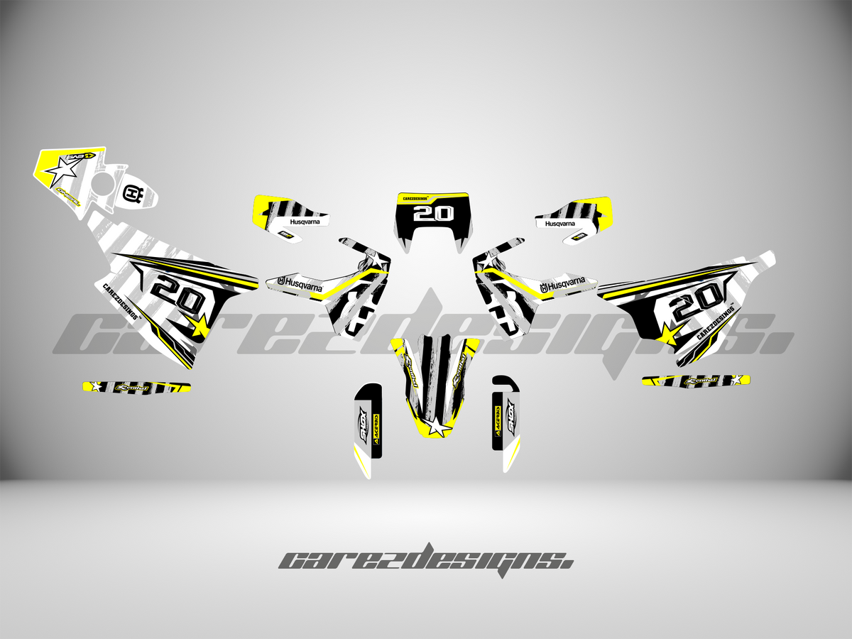 Plantilla del kit de adhesivos Husqvarna 701 Supermoto (2017-2025) - Amarillo y Gris