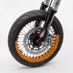 Vinilos para llanta de moto Hexa Naranja, patrón de panal hexagonal en el perfil de la rueda